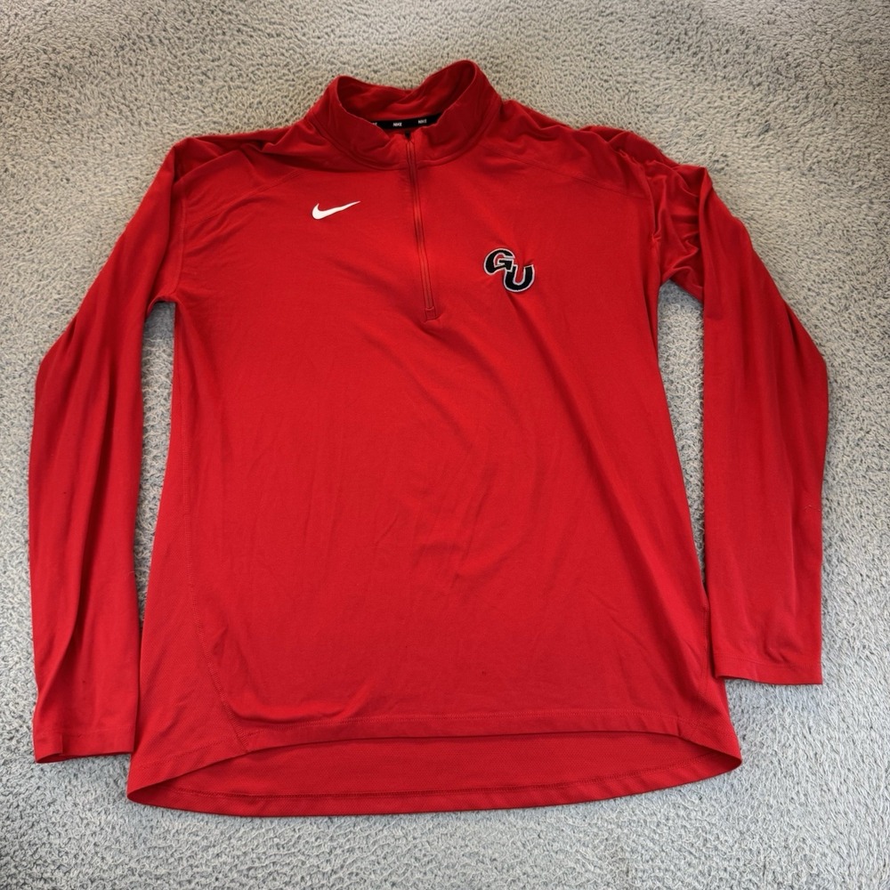 nike gonzaga 1/4 zip pullover red mens size Large Dri Fit